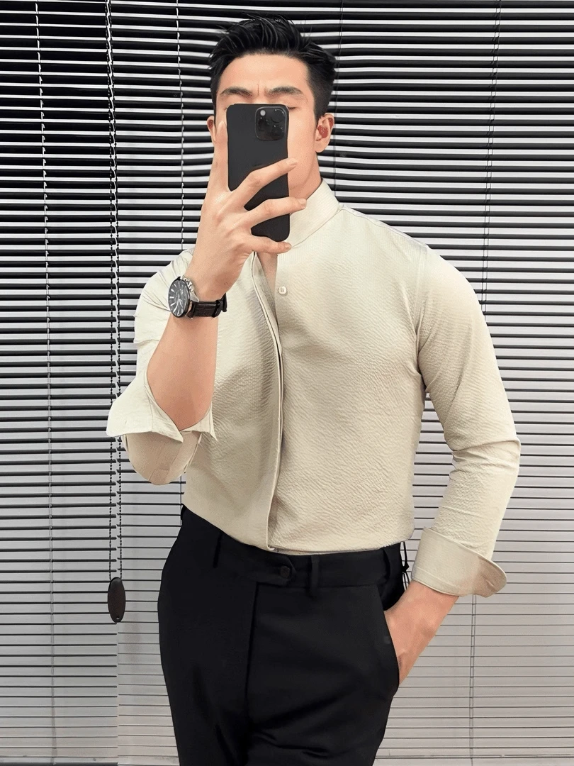 Men's Bubble irt Long Sve Stand Collar Inner Wear Mature Stable Top Quali Polyester Fiber Stand Fit French Sle Pu...
Men's Bubble irt Long Sve Stand Collar Inner Wear Mature Stable Top Quali Polyester Fiber Stand Fit French Sle Pu...