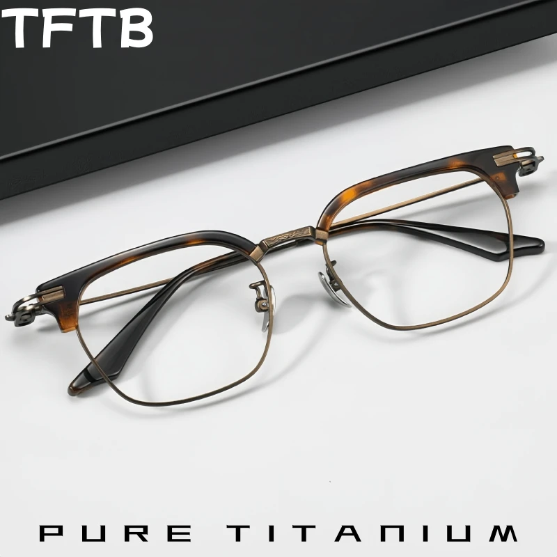 TFTB Luxury Pure Titanium Men Retro Square Glasses Ultra Light Fashion Designer's Big Optical Prescription Eyeglasses Frame 8090
TFTB Luxury Pure Titanium Men Retro Square Glasses Ultra Light Fashion Designer's Big Optical Prescription Eyeglasses Frame 8090