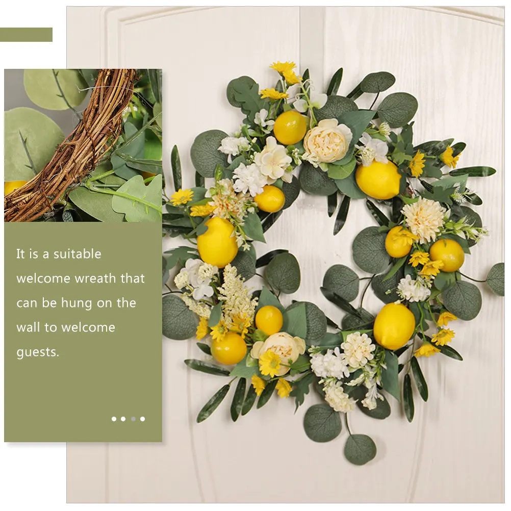 Lemon Wreath Artificial Simulation Flower Wreath for Summer Front Door Welcome Decoration Wedding Home Wall Hanging Garland
Lemon Wreath Artificial Simulation Flower Wreath for Summer Front Door Welcome Decoration Wedding Home Wall Hanging Garland