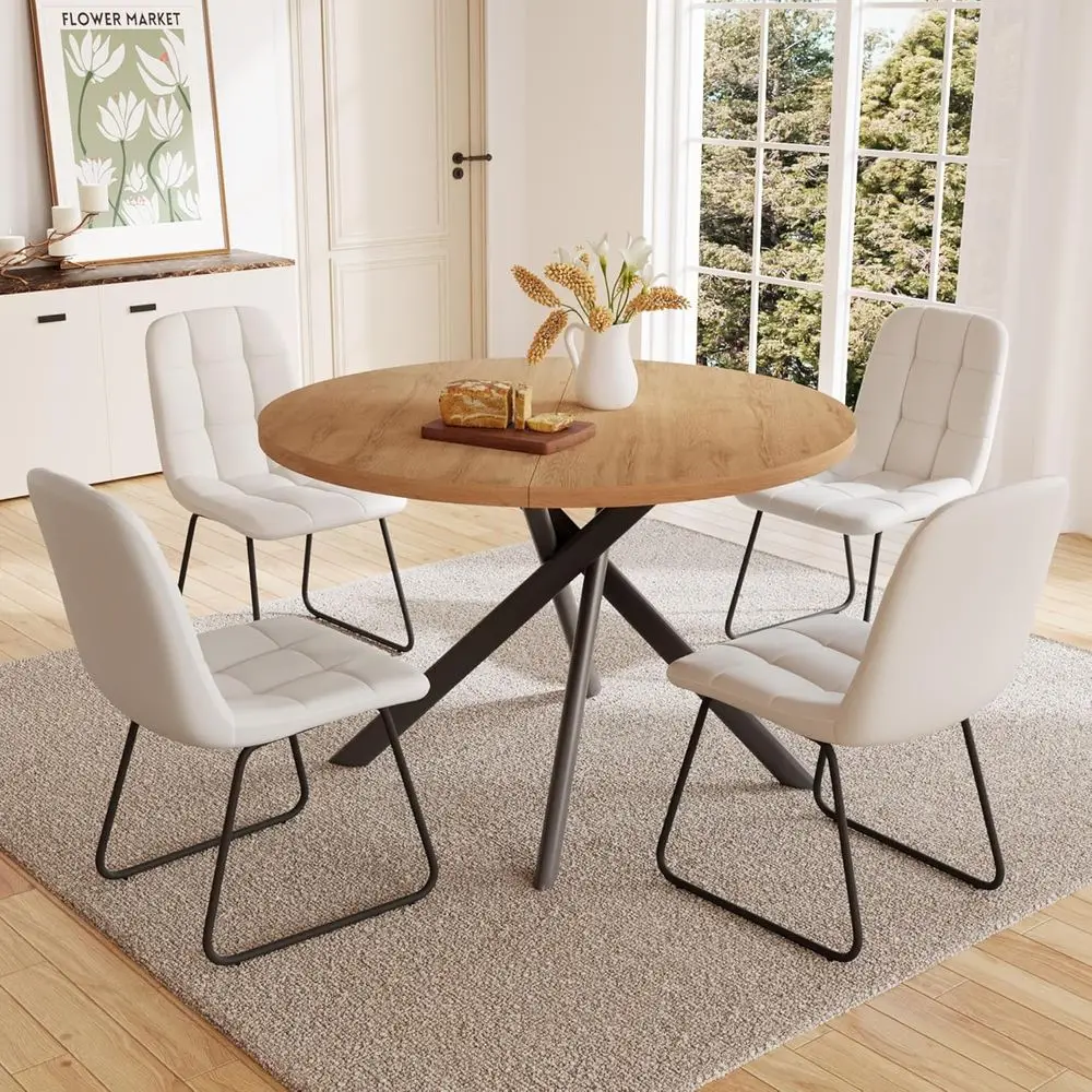 45.3 Inch Round Dining Table with 4 Chairs or Century Modern Kitchen Coffee Set (Oak Table + 4 White U-Shaped Chairs)
45.3 Inch Round Dining Table with 4 Chairs or Century Modern Kitchen Coffee Set (Oak Table + 4 White U-Shaped Chairs)