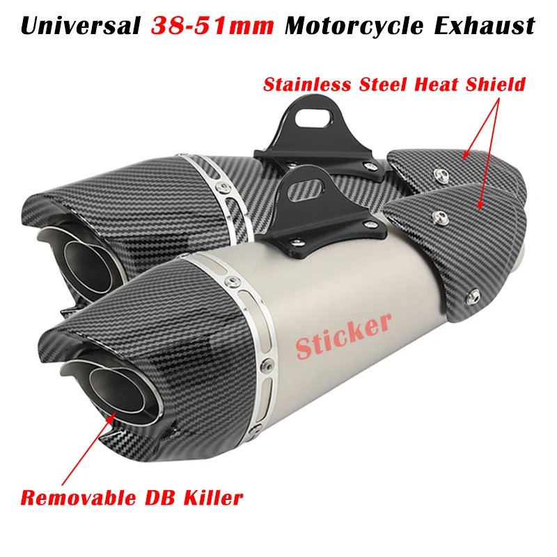Universal 38 - 51mm Motorcycle Exhaust Pipe With DB Killer Muffler For CBR500 GSX-S 750 MT 09 DUKE 390 RSV4 Z400
Universal 38 - 51mm Motorcycle Exhaust Pipe With DB Killer Muffler For CBR500 GSX-S 750 MT 09 DUKE 390 RSV4 Z400