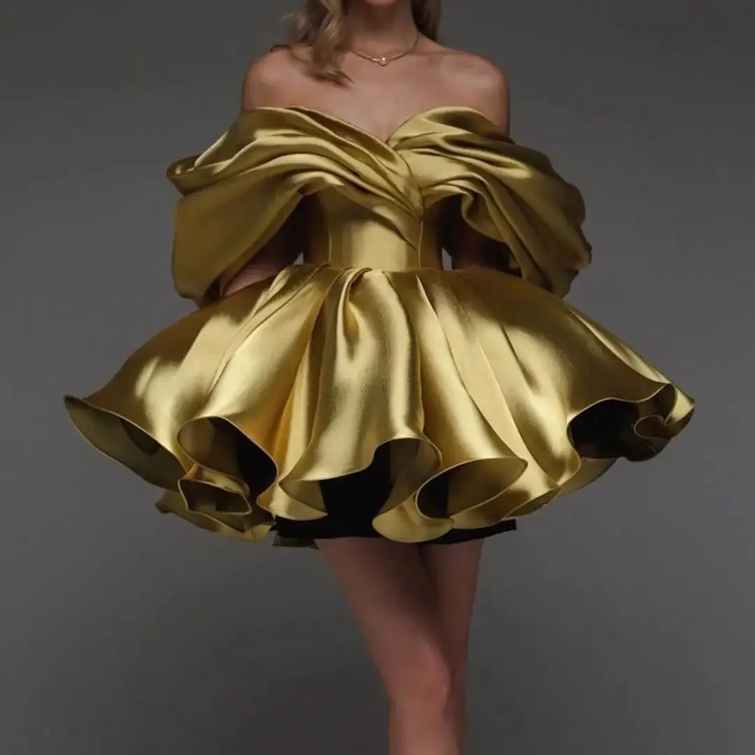 Gold Dresses For Women Birthday Off Shoulder Knee Length Luxury Evening Dresses Lace up Cocktail of Dresses For Special Events
Gold Dresses For Women Birthday Off Shoulder Knee Length Luxury Evening Dresses Lace up Cocktail of Dresses For Special Events