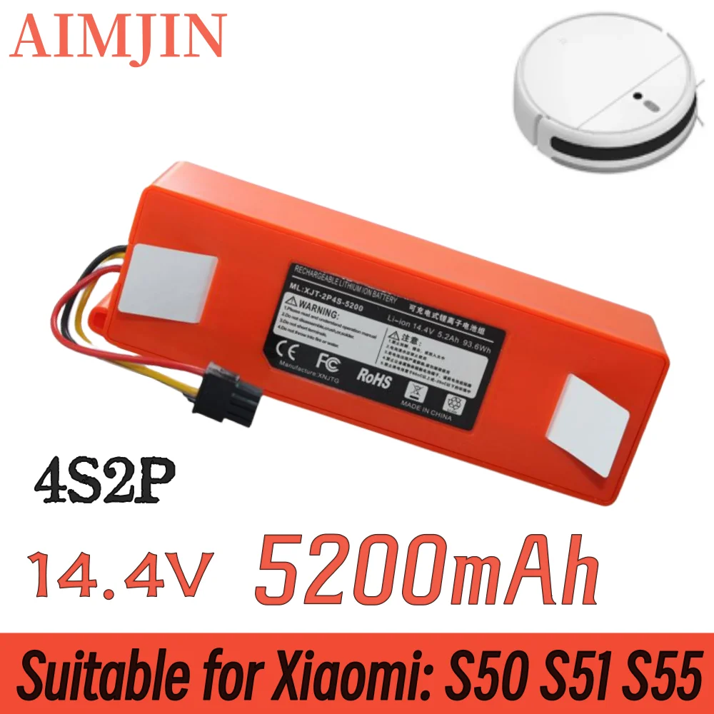 14.4V 5.2Ah 4S2P rechargeable Battery For Xiaomi robot lithium-ion battery vacuum cleaner replacement battery ,S50 S51 S55 sweep
14.4V 5.2Ah 4S2P rechargeable Battery For Xiaomi robot lithium-ion battery vacuum cleaner replacement battery ,S50 S51 S55 sweep