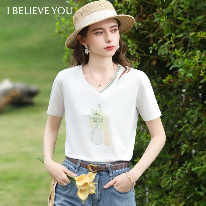 I BELIEVE YOU White V-Neck Short Sleeve Watercolor Printed Short Sleeved T-Shirt For Women 2026 Summer Casual Tee Top 2262016273
I BELIEVE YOU White V-Neck Short Sleeve Watercolor Printed Short Sleeved T-Shirt For Women 2026 Summer Casual Tee Top 2262016273