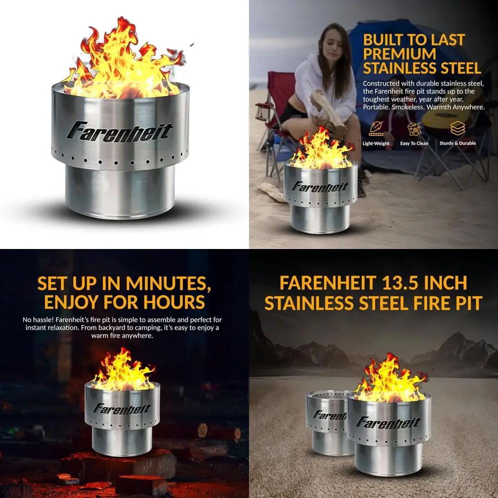 Portable Outdoor Stainless Steel Smokeless Fire Pit for Backyard, Camping, Patio, Deck - Wood Burning Firepit Ideal for Outdoor
Portable Outdoor Stainless Steel Smokeless Fire Pit for Backyard, Camping, Patio, Deck - Wood Burning Firepit Ideal for Outdoor