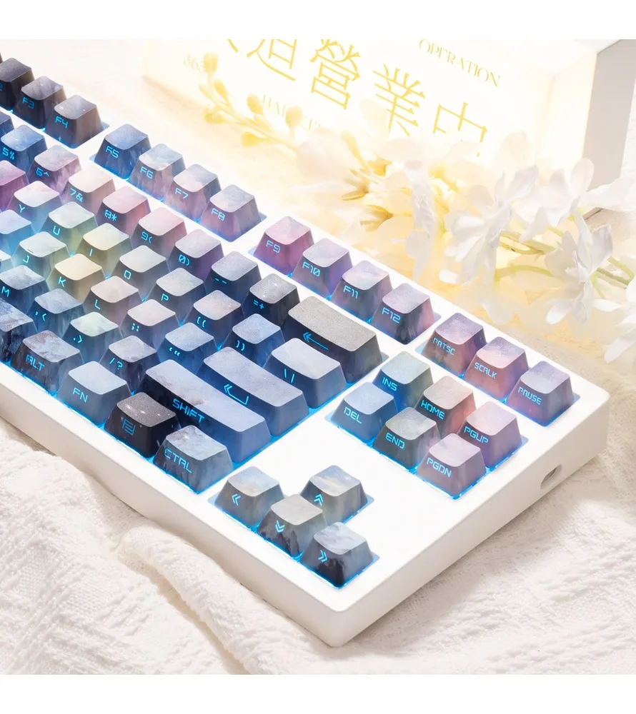 Symphony Nebula Design Side Engraved Transparent PBT Customized 687584 Mechanical Keyboard Keycaps