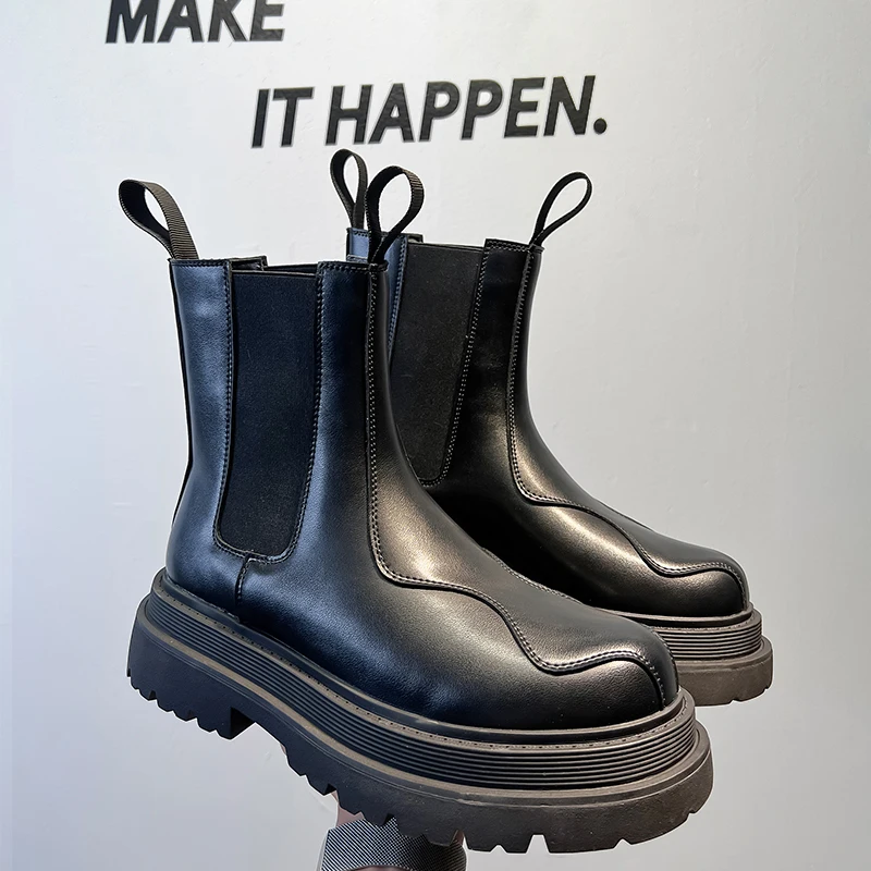 Autumn Winter New English Style Thick Sole Round Toe Men Boots Chelsea Motorcycle Boots Solid Color Breathable Casual Men Shoes
Autumn Winter New English Style Thick Sole Round Toe Men Boots Chelsea Motorcycle Boots Solid Color Breathable Casual Men Shoes