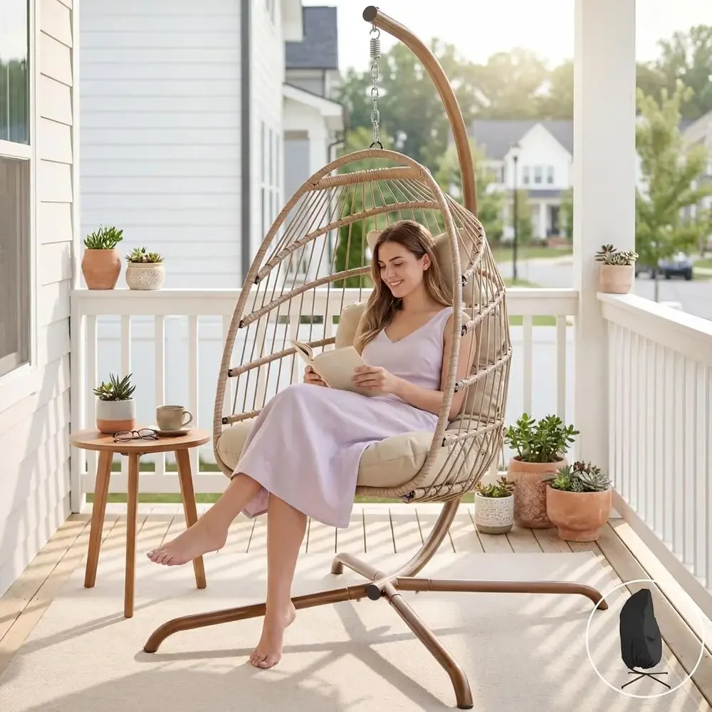 All-Weather Outdoor Indoor Egg Chair with Stand and Cushion, Durable Wicker Swing Chair for 350lbs, Cream with CoverTime-limited
All-Weather Outdoor Indoor Egg Chair with Stand and Cushion, Durable Wicker Swing Chair for 350lbs, Cream with CoverTime-limited