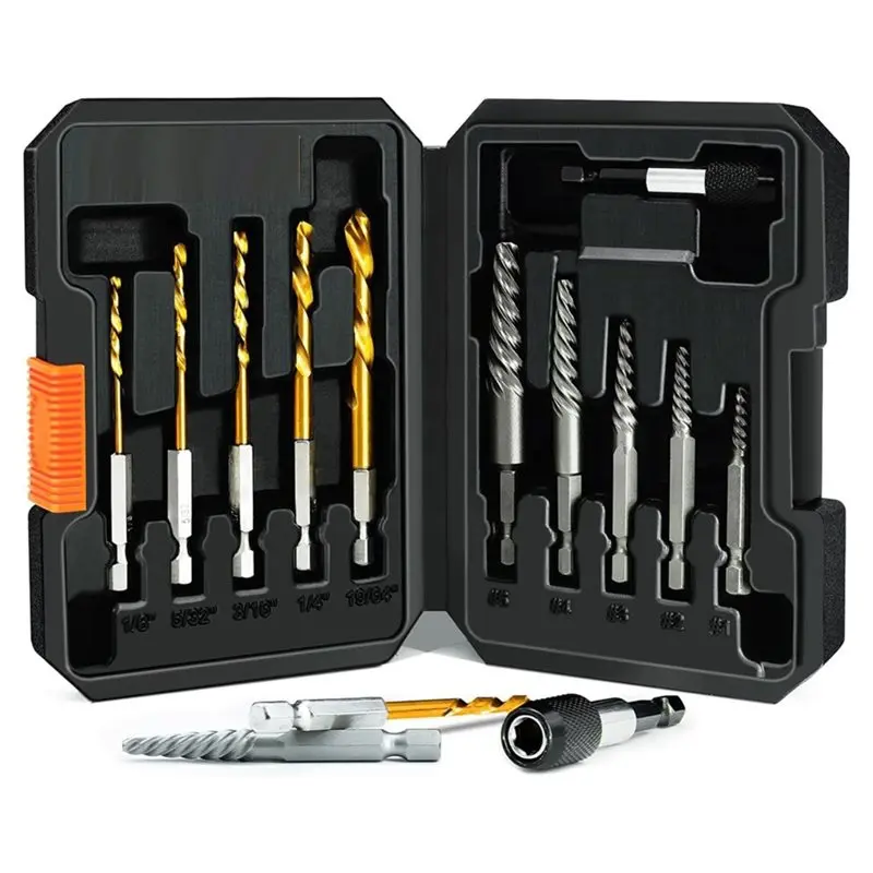 AB34-11Pcs Screws Extractor Set, Left Hand Drill Bit And Bolt Extractor Kit Easy To Remove Stripped Broken Damaged Screws
AB34-11Pcs Screws Extractor Set, Left Hand Drill Bit And Bolt Extractor Kit Easy To Remove Stripped Broken Damaged Screws