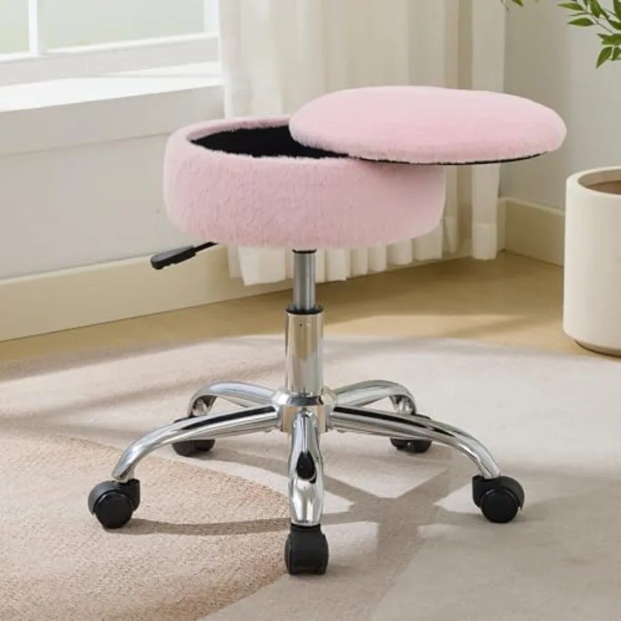 Vanity Chair with Wheels Adjustable Vanity Stool with Storage Swivel Vanity Stool for Vanity Rolling Makeup Stool Chair Faux Fu
Vanity Chair with Wheels Adjustable Vanity Stool with Storage Swivel Vanity Stool for Vanity Rolling Makeup Stool Chair Faux Fu
