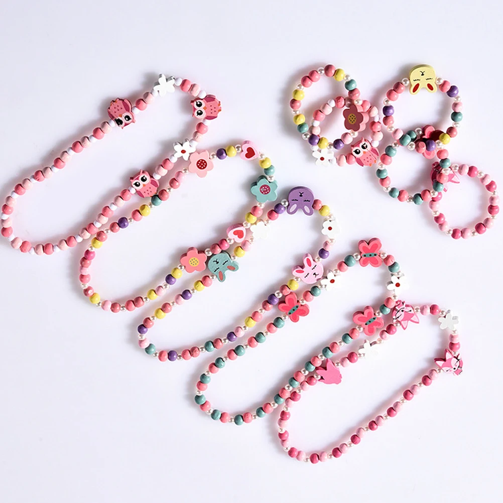 Children Wooden Bracelet Necklace Flowers Heart Shape Kids Beaded Bracelets Jewelry Set Birthday Gifts Toy
Children Wooden Bracelet Necklace Flowers Heart Shape Kids Beaded Bracelets Jewelry Set Birthday Gifts Toy