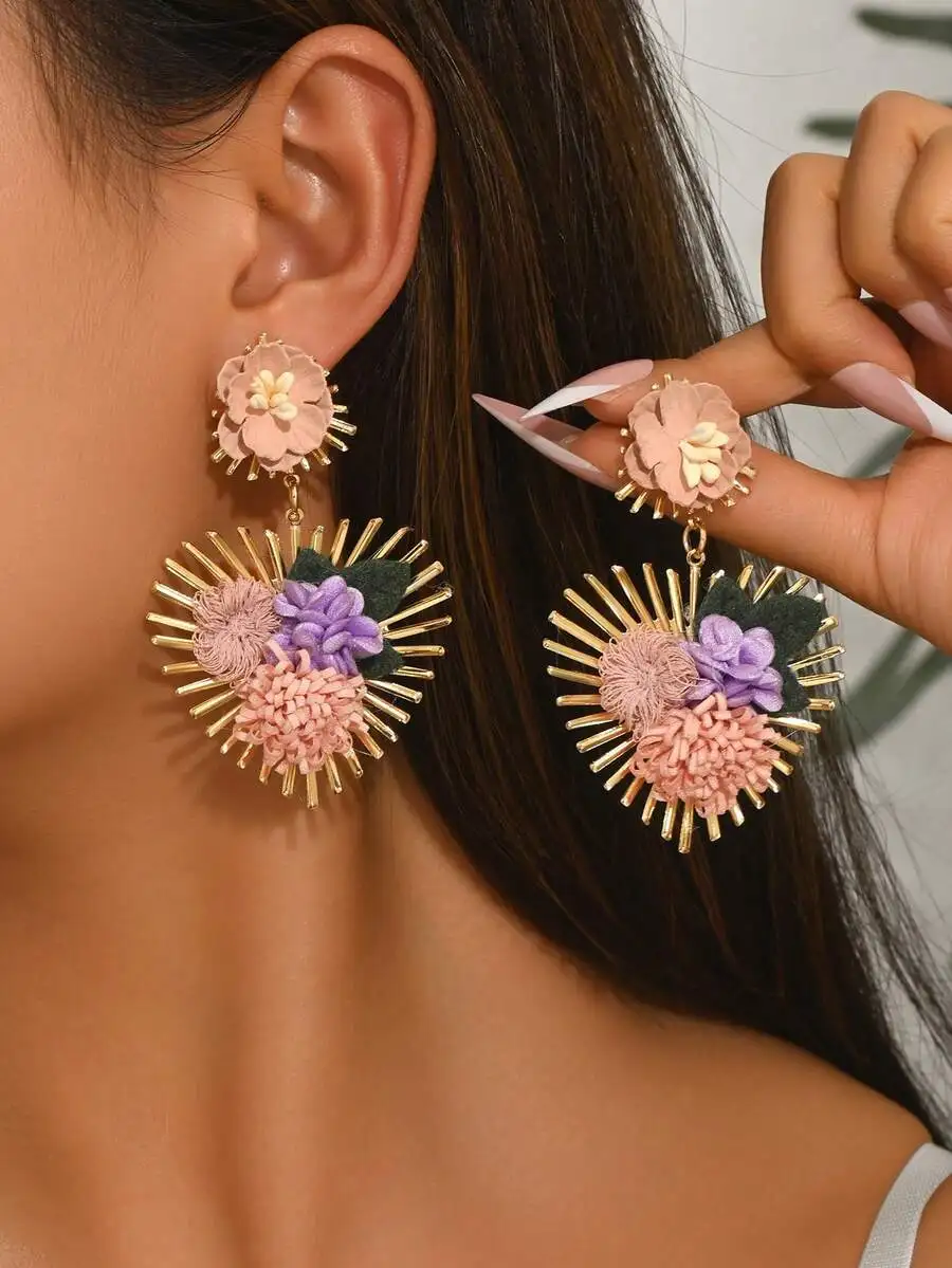 Floral Heart Drop Earrings For Women, Beach Style Fashion Jewelry
Floral Heart Drop Earrings For Women, Beach Style Fashion Jewelry