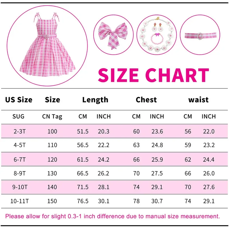 COSda@New Movie Pink Dress for Girls Halloween Carnival Barbi Princess Costume Plaid Costume Sleeveless Cosplay Party Outfit 2-1
COSda@New Movie Pink Dress for Girls Halloween Carnival Barbi Princess Costume Plaid Costume Sleeveless Cosplay Party Outfit 2-1