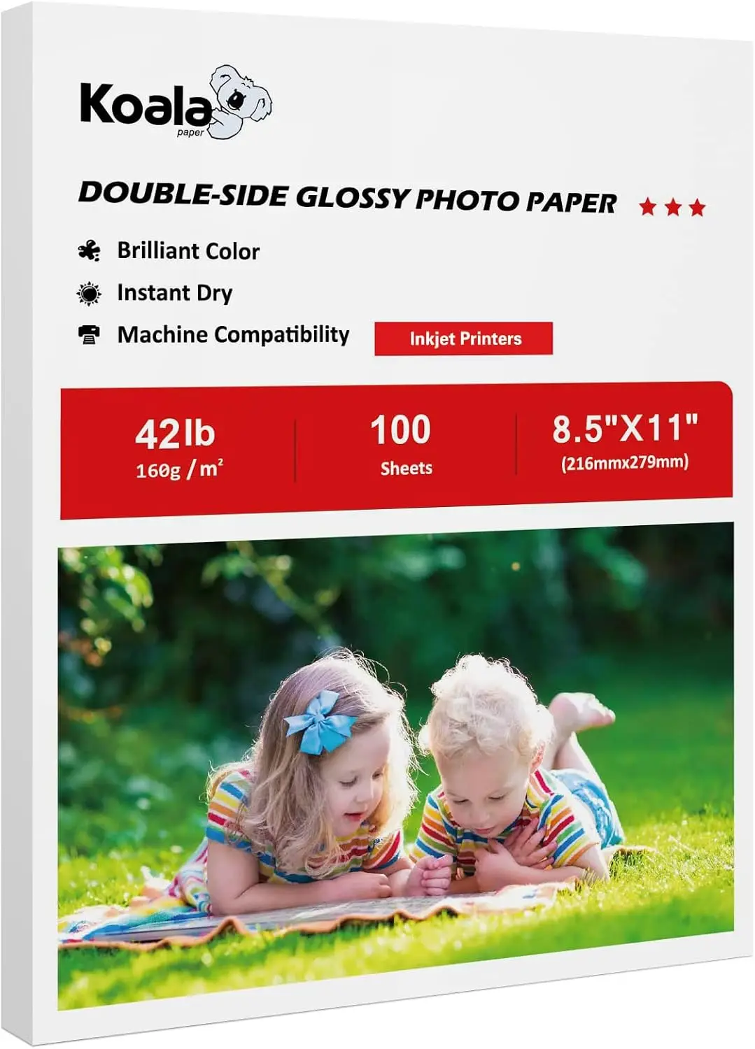 Double-Sided Glossy Photo Paper, 8.5x11 Inches, 100 Sheets, Compatible with Inkjet Printers, 42lb Weight
Double-Sided Glossy Photo Paper, 8.5x11 Inches, 100 Sheets, Compatible with Inkjet Printers, 42lb Weight