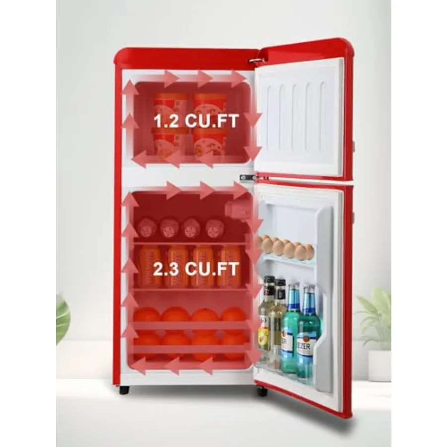 Refrigerator with Freezer 3.5 Cu.Ft with 7 Level Adjustable Thermostat Control 2 Door Energy Saving Top-Freezer Compact Refrige
Refrigerator with Freezer 3.5 Cu.Ft with 7 Level Adjustable Thermostat Control 2 Door Energy Saving Top-Freezer Compact Refrige