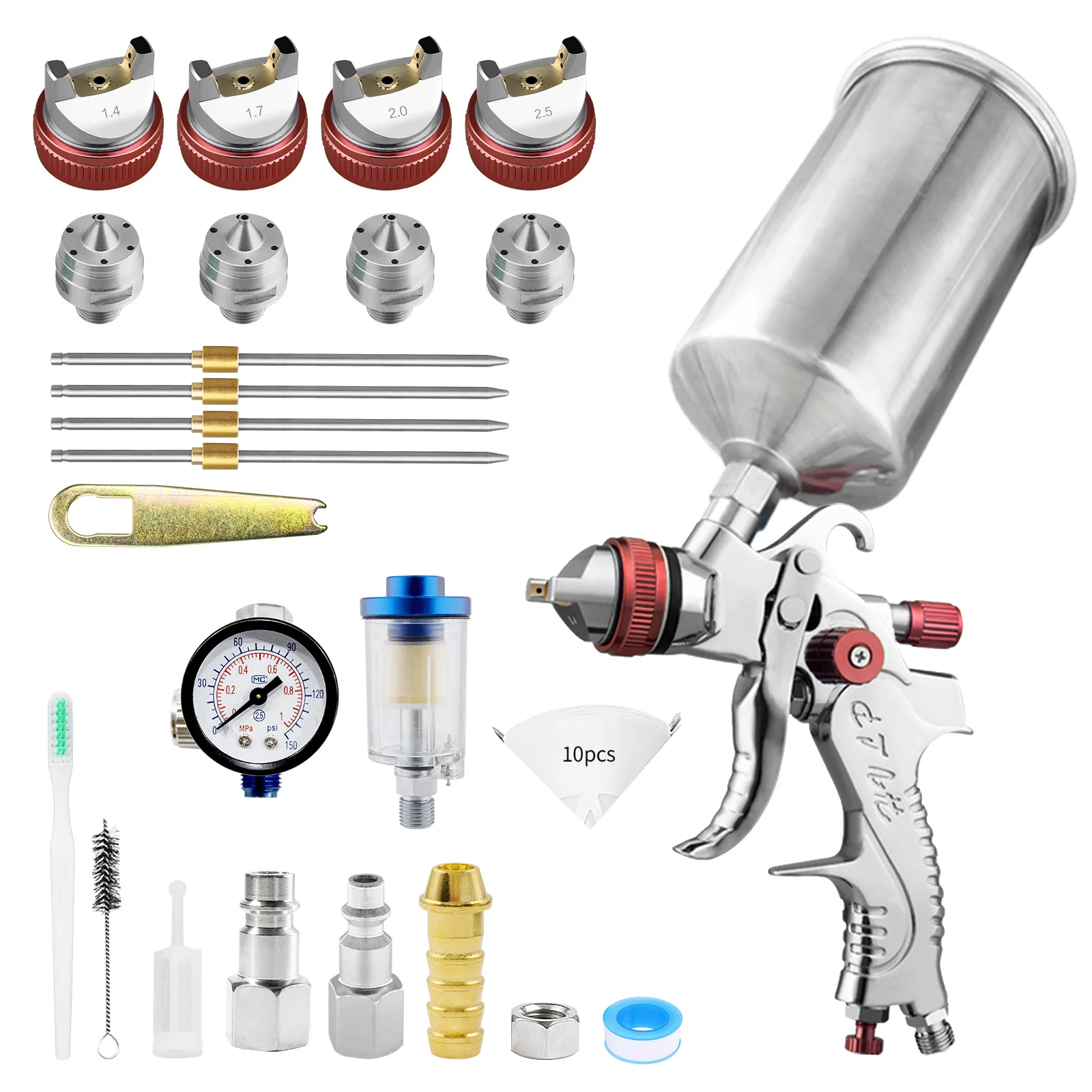 1.4mm 1.7mm 2.0mm 2.5mm HVLP Spray Gun Home Automatic Paint Spray Gun Tool, 1000ML Aluminum Pot For Car Furniture Painting
1.4mm 1.7mm 2.0mm 2.5mm HVLP Spray Gun Home Automatic Paint Spray Gun Tool, 1000ML Aluminum Pot For Car Furniture Painting