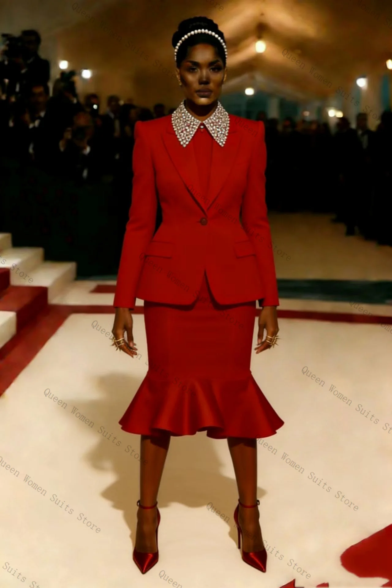 Red Women Suit Skirt Set 2 Pcs Blazer+Prom Dress Cotton Pleated Hem Formal Business Office Lady Jacket Wedding Coat Customized
Red Women Suit Skirt Set 2 Pcs Blazer+Prom Dress Cotton Pleated Hem Formal Business Office Lady Jacket Wedding Coat Customized