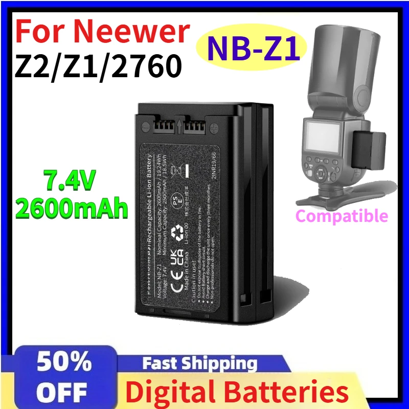 7.4V 2600mAh NB-Z1 Flash Batteries for Neewer Z2/Z1/2760 TTL Automatic Light Measurement High-speed Travel Photography
7.4V 2600mAh NB-Z1 Flash Batteries for Neewer Z2/Z1/2760 TTL Automatic Light Measurement High-speed Travel Photography