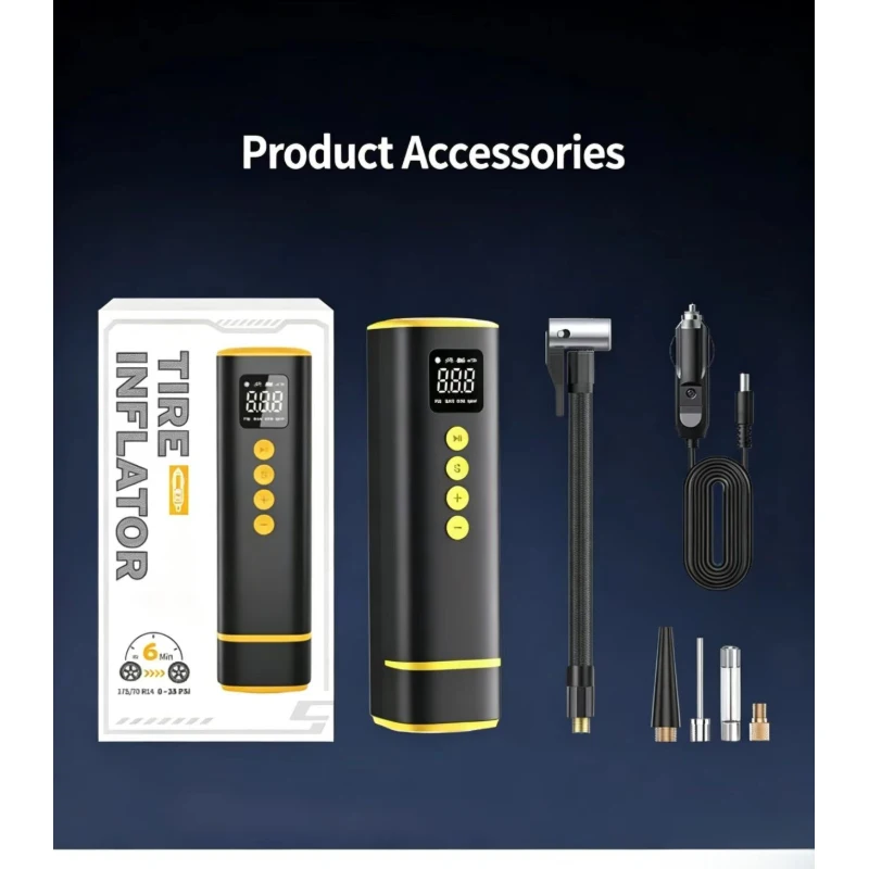 Portable car-mounted digital display car tire inflator, multifunctional electric air pump
Portable car-mounted digital display car tire inflator, multifunctional electric air pump