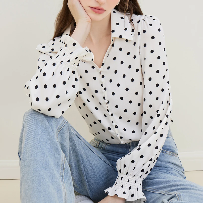 Spring Autumn Black White Dots Women's Blouse 2025 New Long Sleeve Turn-down Collar Korean Casual Loose Office Lady Shirt Female
Spring Autumn Black White Dots Women's Blouse 2025 New Long Sleeve Turn-down Collar Korean Casual Loose Office Lady Shirt Female