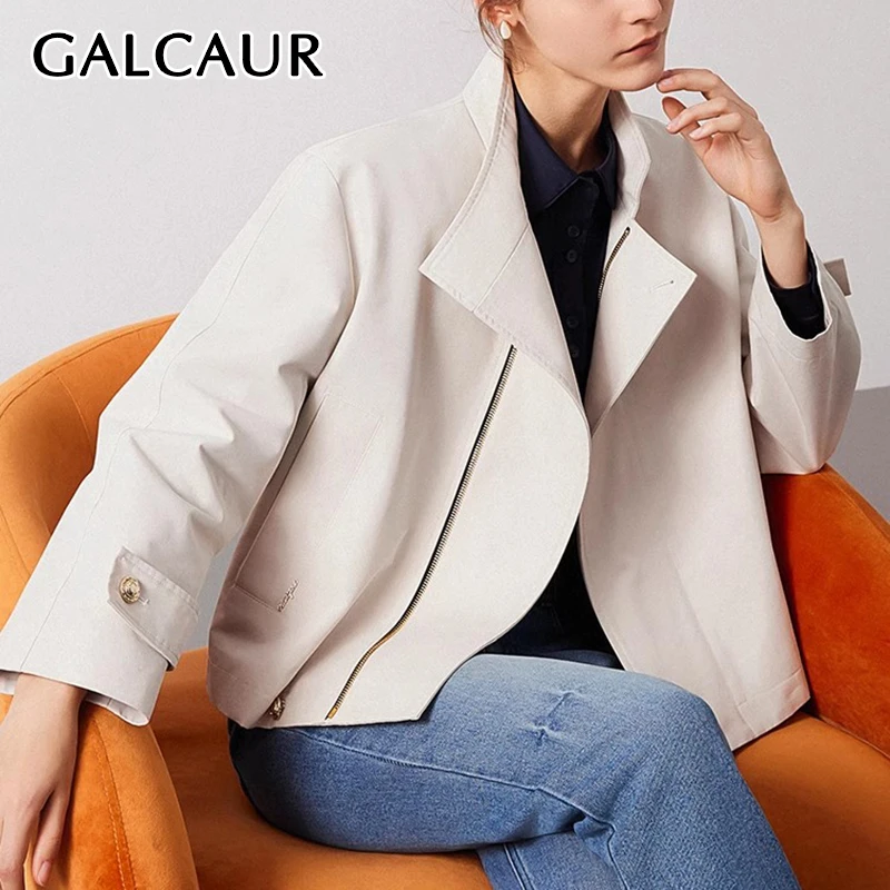 GALCAUR Solid Spliced Zipper Loose Coats For Women Stand Collar Long Sleeve Patchwork Button Chic Coat Female Fashion Style New
GALCAUR Solid Spliced Zipper Loose Coats For Women Stand Collar Long Sleeve Patchwork Button Chic Coat Female Fashion Style New