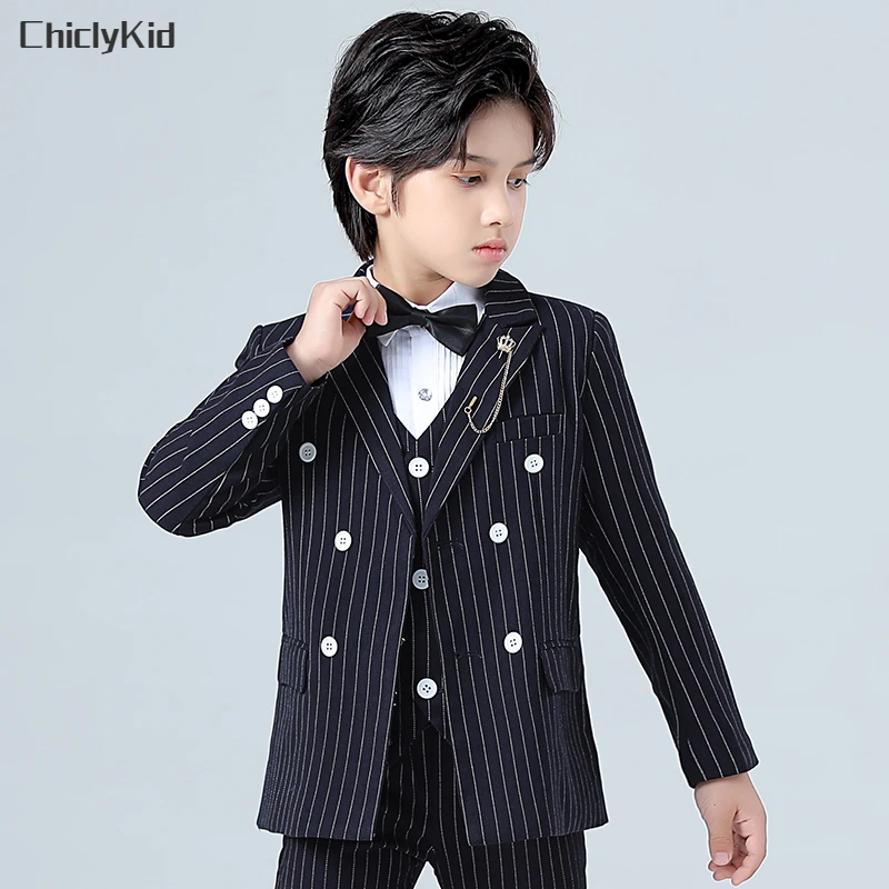 Boy Striped Suit Jacket Blazer Kids Formal Tuxedo Dress Double Breasted Clothes Sets Child Wedding Morning Coat Pants Costumes
Boy Striped Suit Jacket Blazer Kids Formal Tuxedo Dress Double Breasted Clothes Sets Child Wedding Morning Coat Pants Costumes