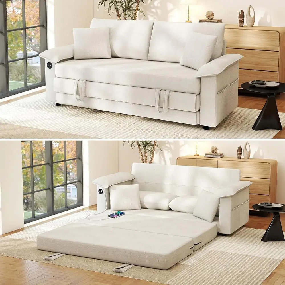 77 Convertible Sleeper Sofa Bed with USB Ports & Side Pockets, Chenille Loveseat with Full-Size Sleep Area for Small Spaces (Ivo
77 Convertible Sleeper Sofa Bed with USB Ports & Side Pockets, Chenille Loveseat with Full-Size Sleep Area for Small Spaces (Ivo