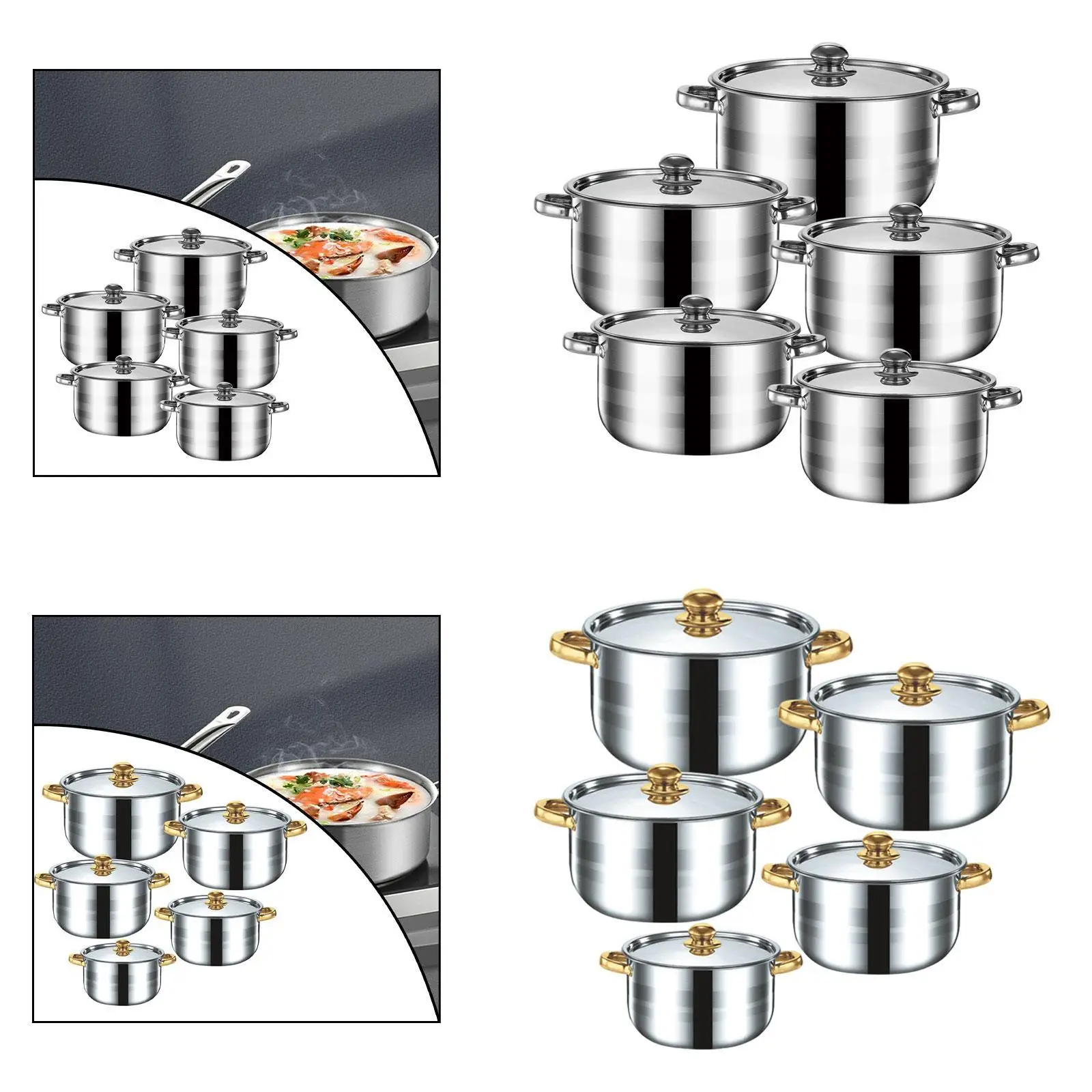 5x Pot Set Easy to Clean Portable with Lid Multifunction Saucepan Stainless Steel for Outdoor Home Camping Hiking Restaurant
5x Pot Set Easy to Clean Portable with Lid Multifunction Saucepan Stainless Steel for Outdoor Home Camping Hiking Restaurant