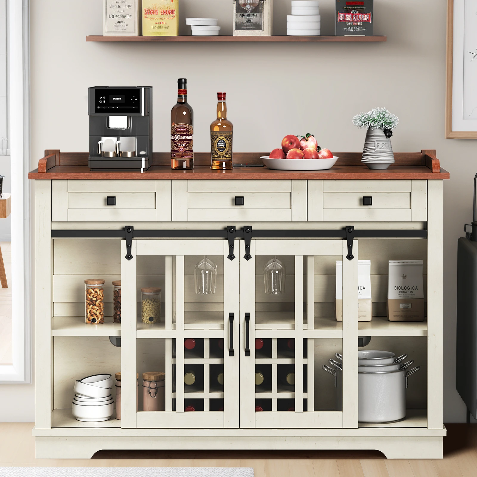 53" Kitchen Buffet Cabinet Sideboard with 3 Drawers Liquor Coffee Bar Cupboard
53" Kitchen Buffet Cabinet Sideboard with 3 Drawers Liquor Coffee Bar Cupboard