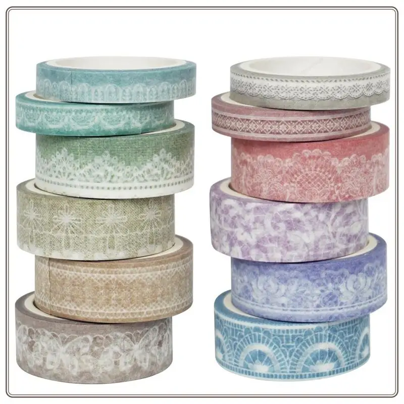 Lace Patterns Washi Tape Set 12 Rolls, Decorative Paper Sticker For Planner Scrapbook Journal DIY Arts Craft-ABDQ
Lace Patterns Washi Tape Set 12 Rolls, Decorative Paper Sticker For Planner Scrapbook Journal DIY Arts Craft-ABDQ