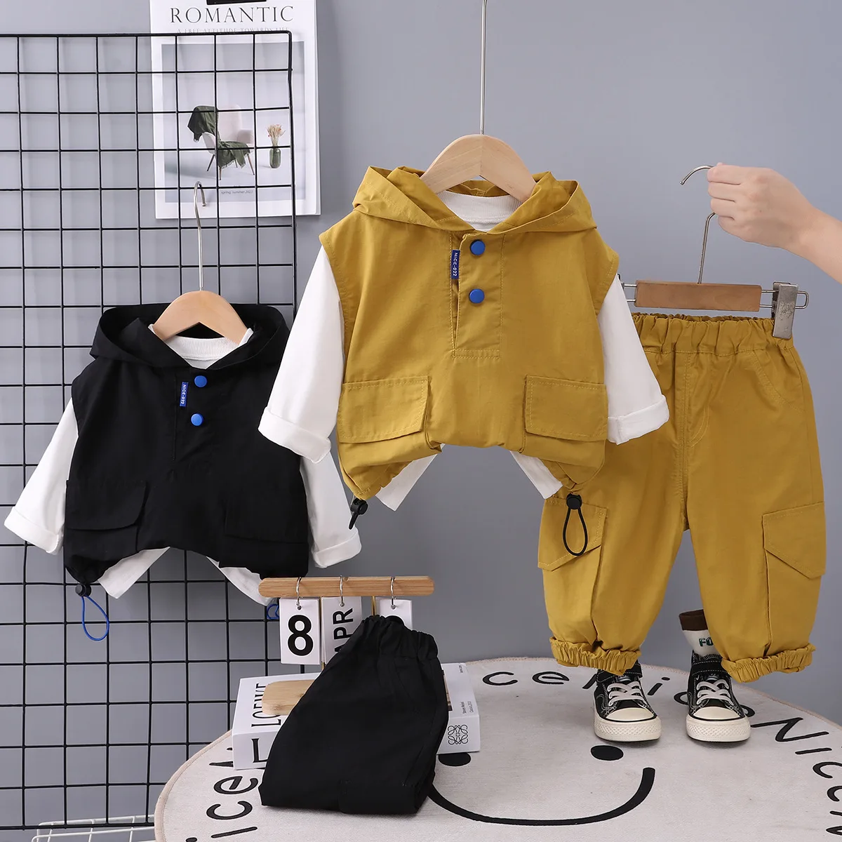 Spring Autumn Toddler Baby Boys Cotton Hooded Sweat Vest Jacket+Tee Top+Pant Work Set Kids 3PCS Tracksuit Children Outfit 1-6Yr
Spring Autumn Toddler Baby Boys Cotton Hooded Sweat Vest Jacket+Tee Top+Pant Work Set Kids 3PCS Tracksuit Children Outfit 1-6Yr