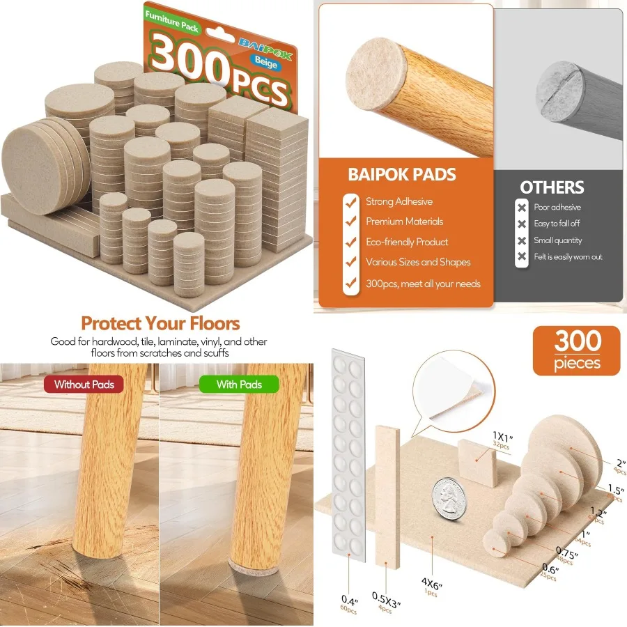 Мебельные накладки, 300 шт., мебельные фетровые накладки премиум-класса, бежевые, огромное количество, самоклеящаяся защита для пола от царапин для мебели
Мебельные накладки, 300 шт., мебельные фетровые накладки премиум-класса, бежевые, огромное количество, самоклеящаяся защита для пола от царапин для мебели
