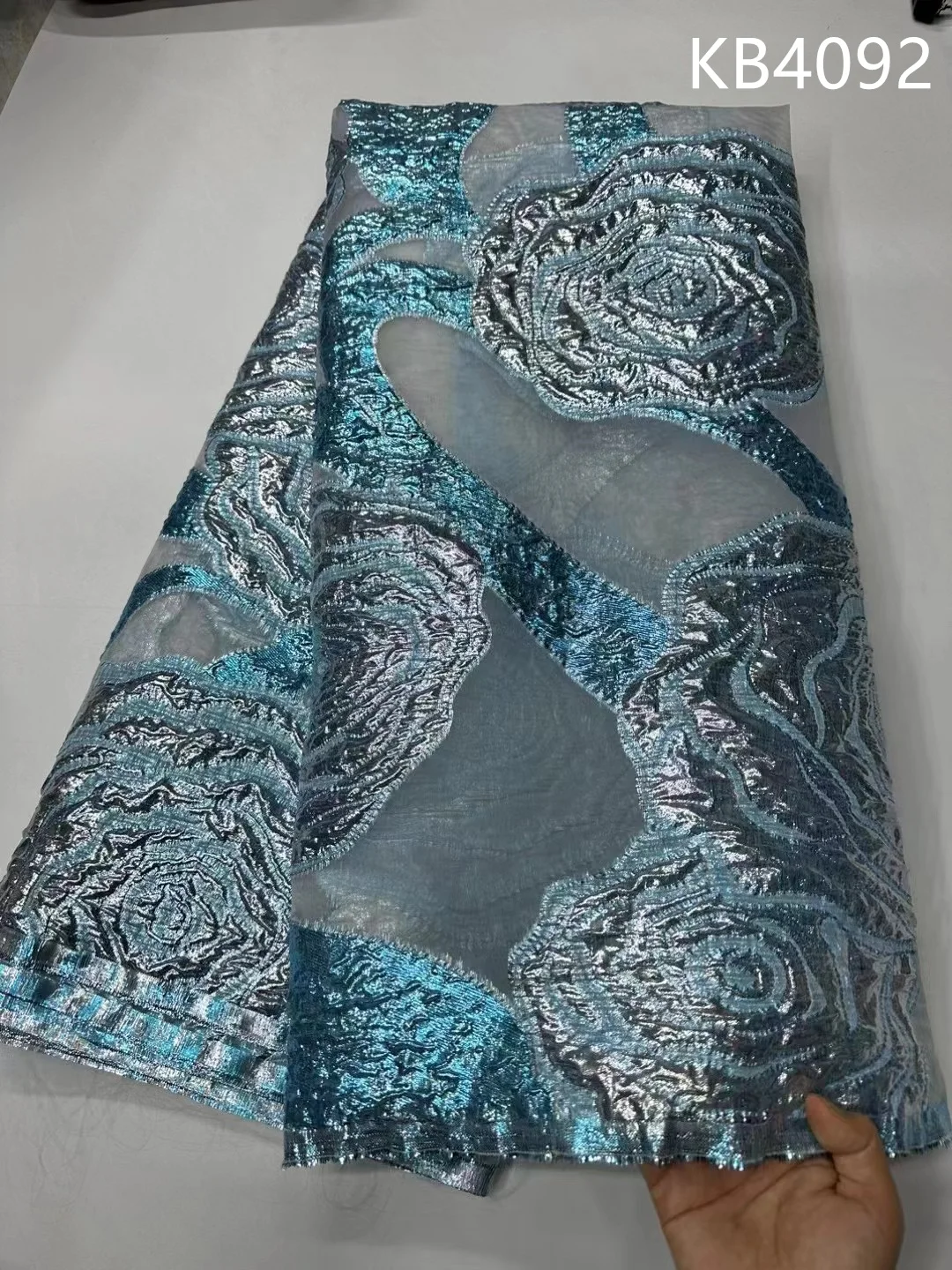 Blue Organza Brocade Jacquard Lace Fabric 2024 High Quality 5 Yards Nigerian Gilding Fabric Lace Tulle Lace For Sewing KB4092
Blue Organza Brocade Jacquard Lace Fabric 2024 High Quality 5 Yards Nigerian Gilding Fabric Lace Tulle Lace For Sewing KB4092