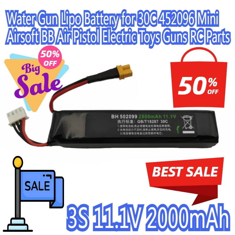 Water Gun Lipo Battery 11.1V 2800mAh 30C 452096 for Mini Airsoft BB Air Pistol Electric Toys Guns RC Parts
Water Gun Lipo Battery 11.1V 2800mAh 30C 452096 for Mini Airsoft BB Air Pistol Electric Toys Guns RC Parts