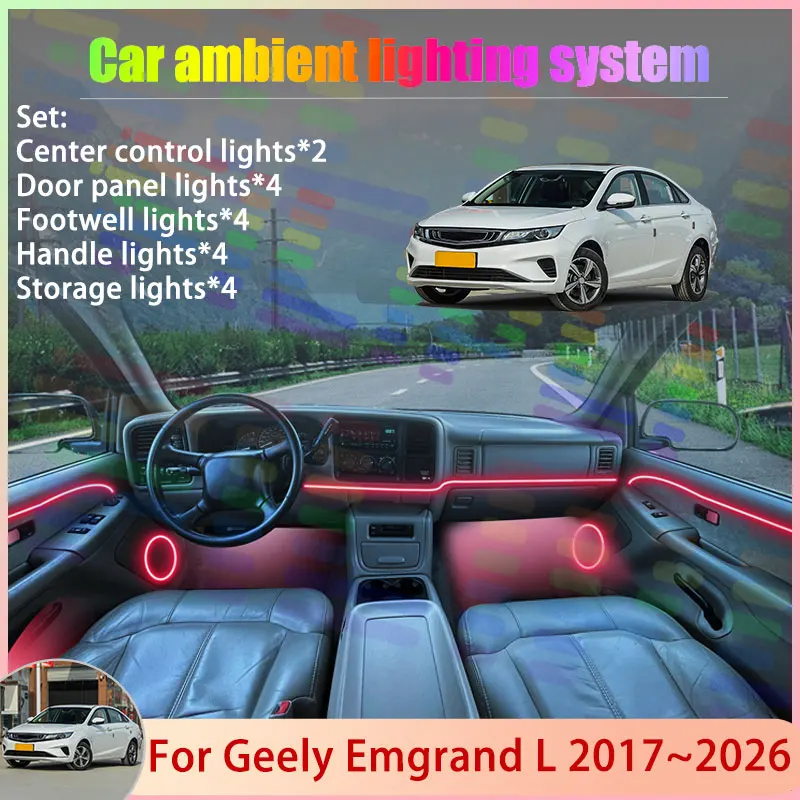 Для Geely Emgrand L 2017 ~ 2026 FE-5 EV Pro Maple 2/24 в 1, автомобильная атмосферная лампа, RGB абажур, ансамбль, стример, атмосферный набор
Для Geely Emgrand L 2017 ~ 2026 FE-5 EV Pro Maple 2/24 в 1, автомобильная атмосферная лампа, RGB абажур, ансамбль, стример, атмосферный набор