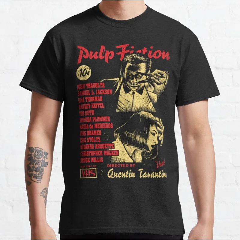 80s vintage movie Pulp Fiction Mia & Vincent Short-sleeve crewneck T-shirt for men large size Adult Tops S-6xl
80s vintage movie Pulp Fiction Mia & Vincent Short-sleeve crewneck T-shirt for men large size Adult Tops S-6xl