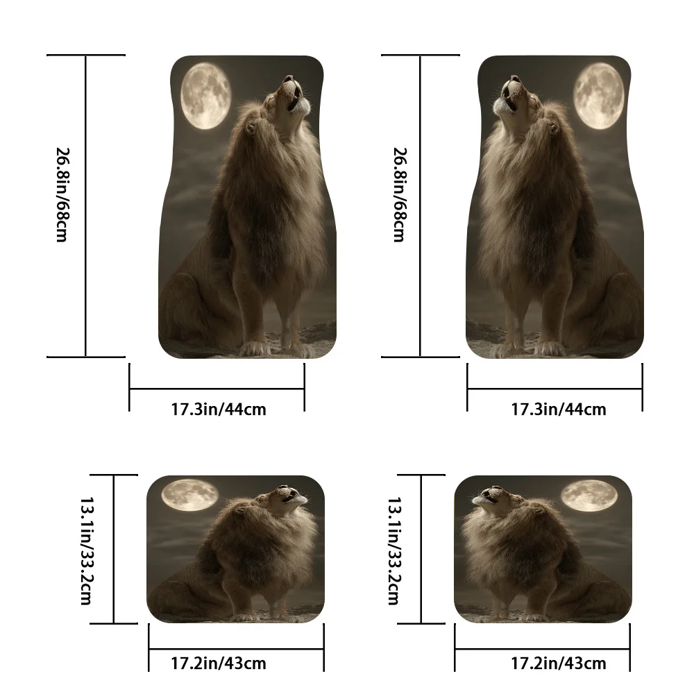 4-Pack- "Lion Roar Moonlight" Printed Car Floor Mats, Fits All Car Models, Durable For Interior Protection, Practical For Vehicl
4-Pack- "Lion Roar Moonlight" Printed Car Floor Mats, Fits All Car Models, Durable For Interior Protection, Practical For Vehicl