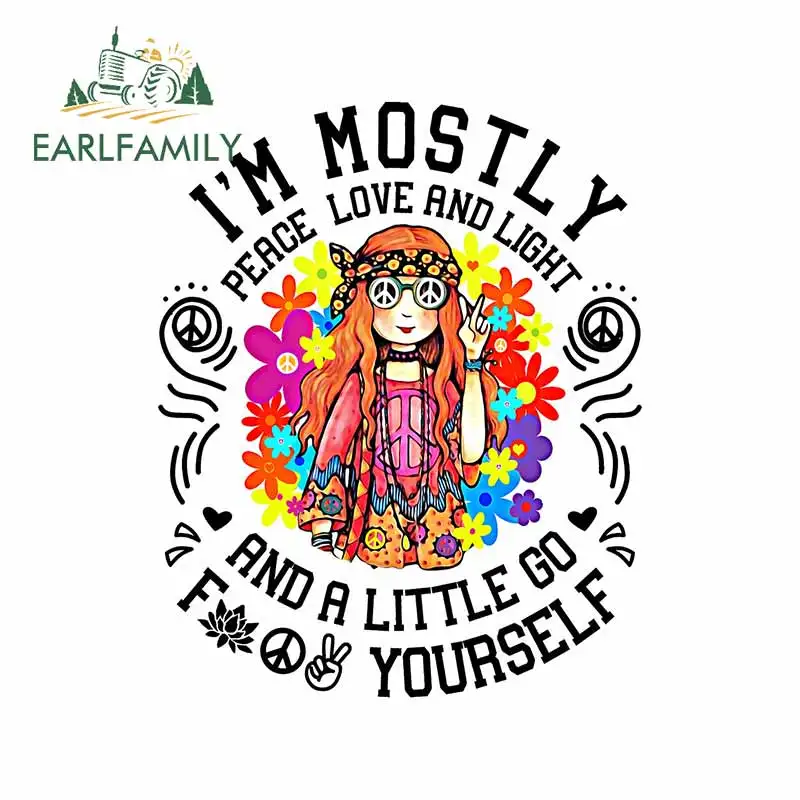 EARLFAMILY 13cm x 10.4cm for Im Mostly Peace Love and Light Hippie Personality Car Stickers Waterproof RV Motorcycle Decoration
EARLFAMILY 13cm x 10.4cm for Im Mostly Peace Love and Light Hippie Personality Car Stickers Waterproof RV Motorcycle Decoration