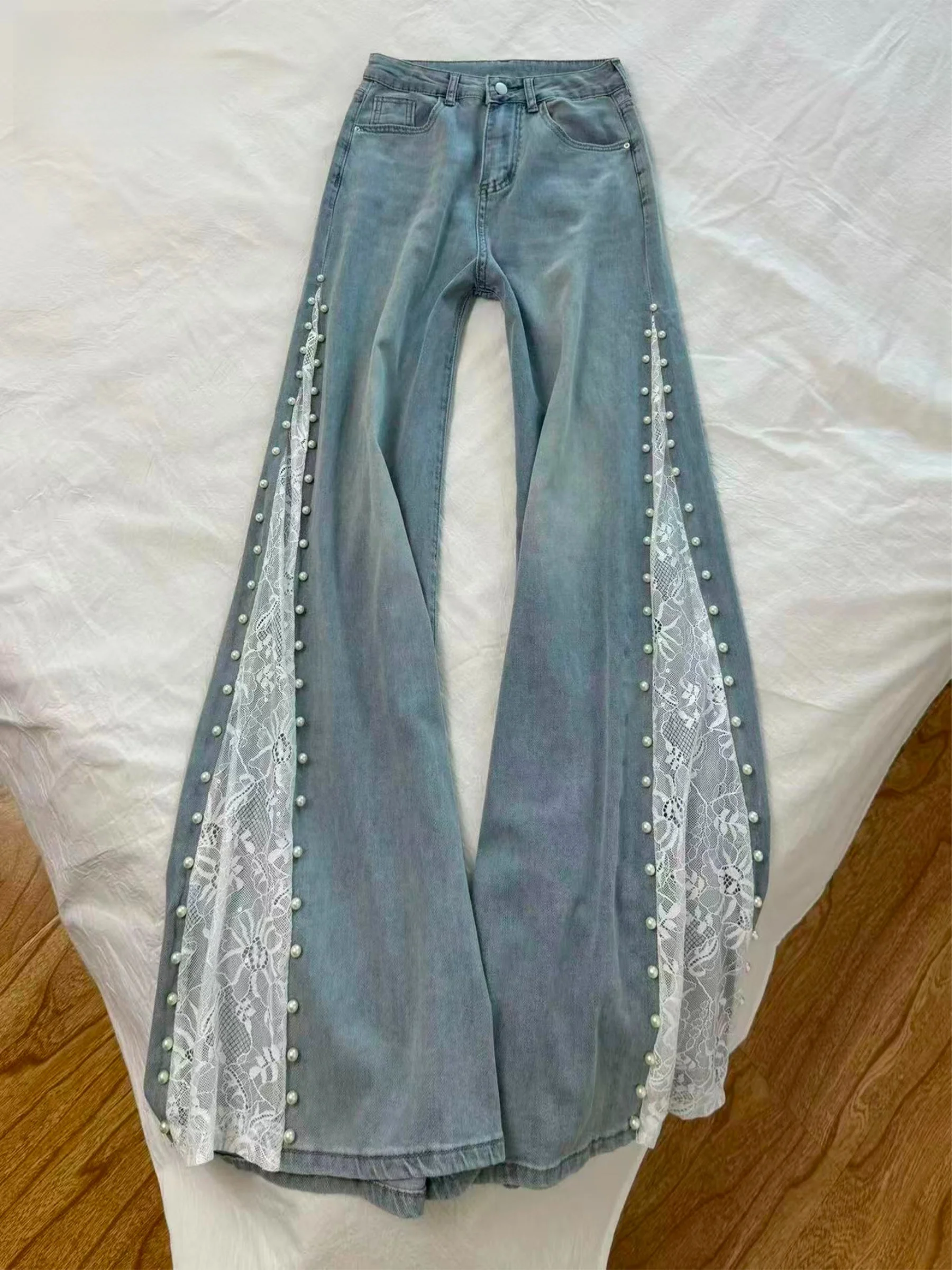 Summer Thin Wide Leg Denim Jeans Women's High Waist Button Style Lace Hollow out Loose Fit Straight Cut Cotton Blend Casual
Summer Thin Wide Leg Denim Jeans Women's High Waist Button Style Lace Hollow out Loose Fit Straight Cut Cotton Blend Casual