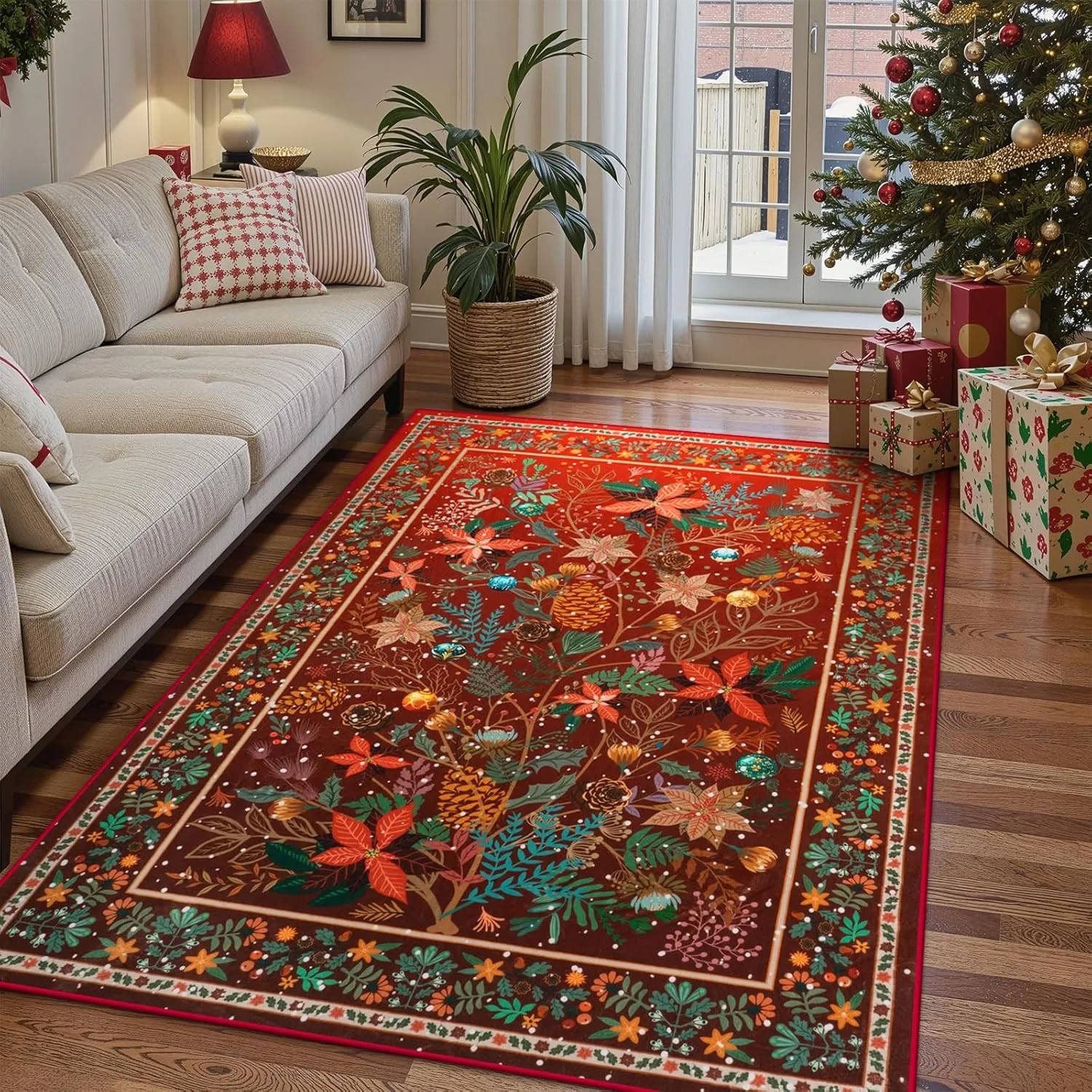 Christmas Area Rug Botanical Floral Washable Rugs for Living Room Holiday Decor, Non-Slip Soft Modern Bedroom Rug,Indoor Carpet
Christmas Area Rug Botanical Floral Washable Rugs for Living Room Holiday Decor, Non-Slip Soft Modern Bedroom Rug,Indoor Carpet