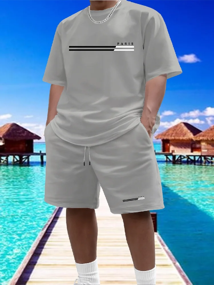 Men's Paris Print 2 Piece Outfit, Casual Short Sleeve T-Shirt & Shorts Set, Summer Breathable Streetwear Tracksuit for Men
Men's Paris Print 2 Piece Outfit, Casual Short Sleeve T-Shirt & Shorts Set, Summer Breathable Streetwear Tracksuit for Men