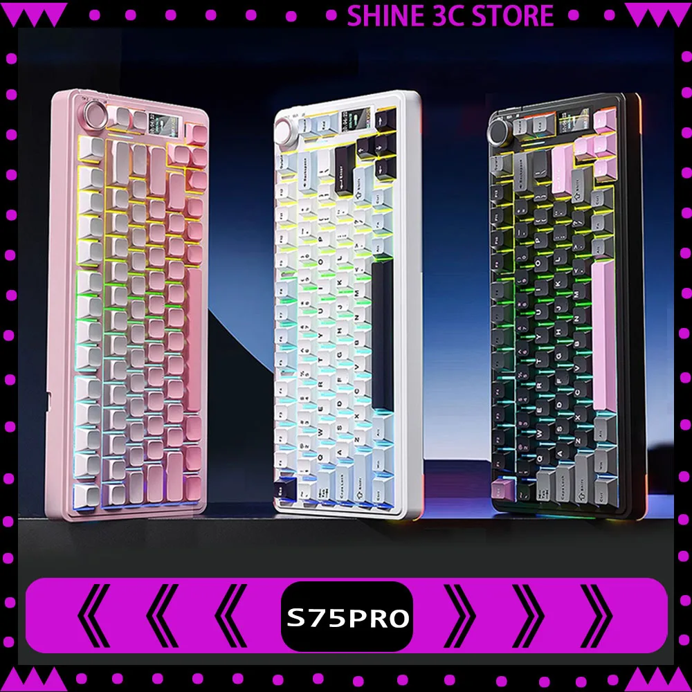 AULA S75Pro Mechanical Keyboard Tri Mode Wireless Gaming Keyboard Gasket RGB 4000mAh Screen Keyboard PC Accessories Gamer Gifts
AULA S75Pro Mechanical Keyboard Tri Mode Wireless Gaming Keyboard Gasket RGB 4000mAh Screen Keyboard PC Accessories Gamer Gifts