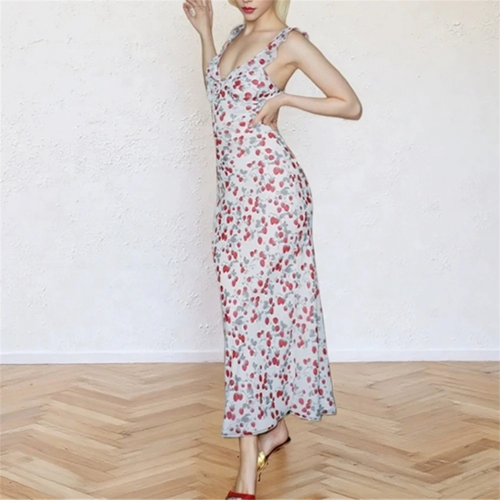Holiday Floral Print Women's Dress Slim Fit Sleeveless Ruffles Edge Sweet Dresses for Lady
Holiday Floral Print Women's Dress Slim Fit Sleeveless Ruffles Edge Sweet Dresses for Lady