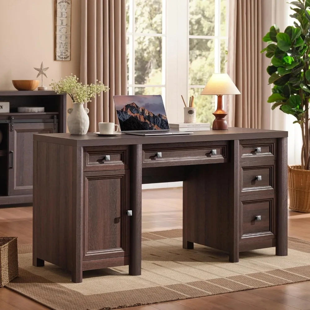 Компьютерный стол в фермерском доме с 5 ящиками и шкафом, 58-дюймовый стол для руководителя, деревянный стол для домашнего офиса с регулируемой полкой, деревенское письмо
Компьютерный стол в фермерском доме с 5 ящиками и шкафом, 58-дюймовый стол для руководителя, деревянный стол для домашнего офиса с регулируемой полкой, деревенское письмо