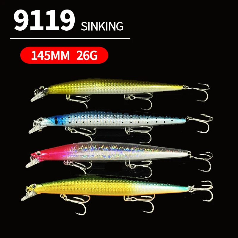 26g 140mm Top Fishing Lure Sinking Minnow 140S Saltwater Black Bass Pike Lures Long Casting Hard Baits Tungsten Weight Pesca
26g 140mm Top Fishing Lure Sinking Minnow 140S Saltwater Black Bass Pike Lures Long Casting Hard Baits Tungsten Weight Pesca