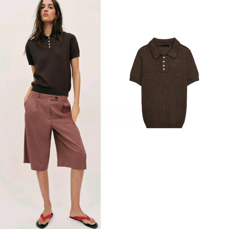 Spring Summer New Women's Knitted Casual Short Sleeve Shirt Turn-down Collar Loose Fit Polyester Fiber 100% Topwear
Spring Summer New Women's Knitted Casual Short Sleeve Shirt Turn-down Collar Loose Fit Polyester Fiber 100% Topwear