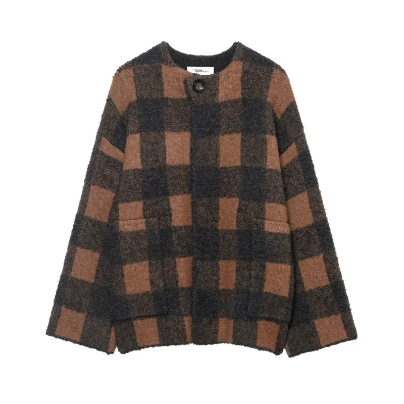 Женский кардиган в клетку с пуговицами и круглым вырезом, длинным рукавом, простые накладные карманы, винтажный женский свитер, эластичные женские топы
Женский кардиган в клетку с пуговицами и круглым вырезом, длинным рукавом, простые накладные карманы, винтажный женский свитер, эластичные женские топы