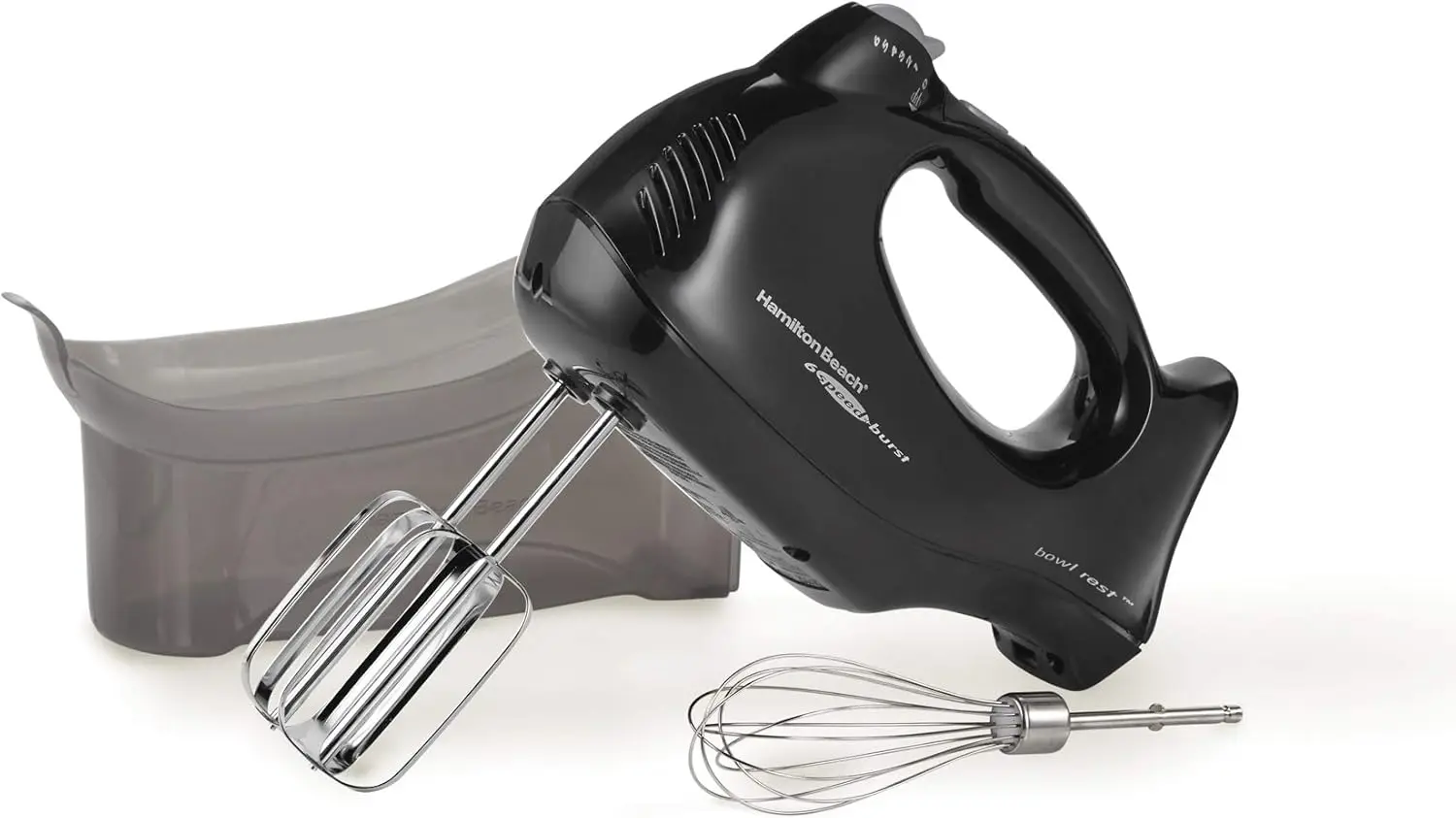 6-Speed Electric Hand Mixer with Snap-On Case, 250W Motor, Beaters & Whisk, Bowl Rest, Black
6-Speed Electric Hand Mixer with Snap-On Case, 250W Motor, Beaters & Whisk, Bowl Rest, Black