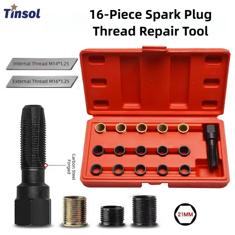 TINSOL M14x1.25 Spark Plug Thread Repair Kit Carbon Steel Portable Screw Tap Rethread Tool for Automotive Engine Cylinder Head
TINSOL M14x1.25 Spark Plug Thread Repair Kit Carbon Steel Portable Screw Tap Rethread Tool for Automotive Engine Cylinder Head