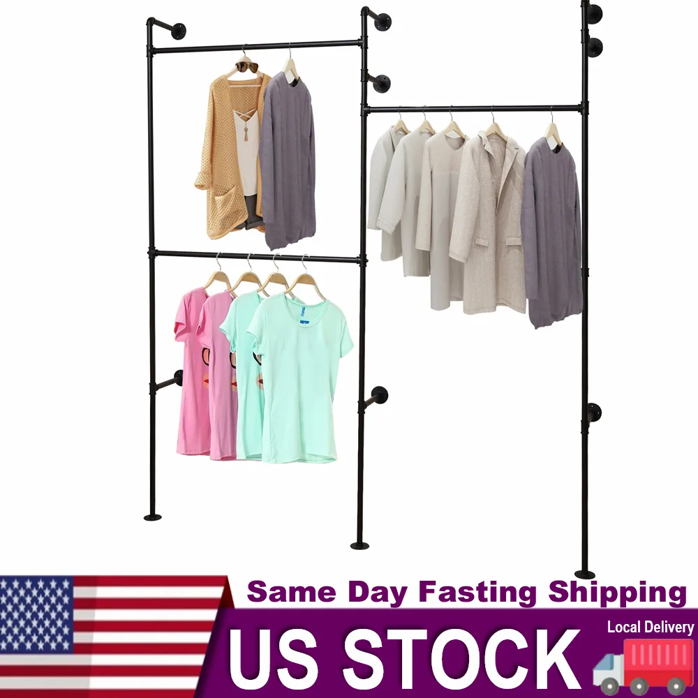 Industrial Pipe Clothes Rack Wall Mounted Garment Rack Closet Display Storage On Wall Heavy Duty Rustic Metal Black
Industrial Pipe Clothes Rack Wall Mounted Garment Rack Closet Display Storage On Wall Heavy Duty Rustic Metal Black